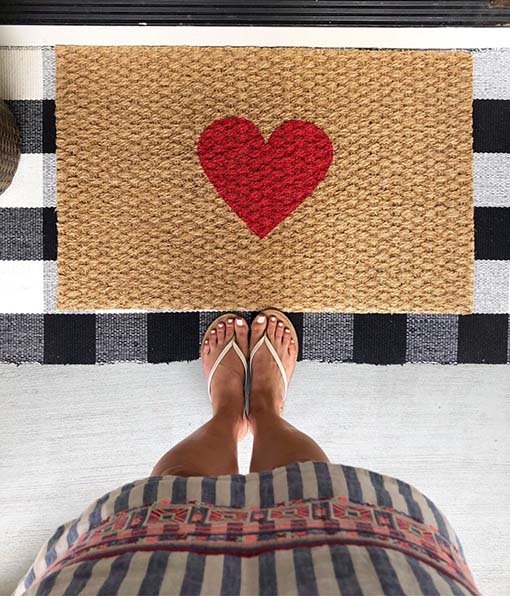 SweetSiennaDesigns Heart Doormat Red woven mat valentines day doormats