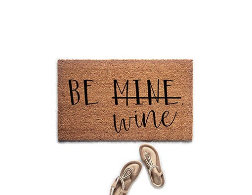 UrbanOwlHome Be Mine Wine Doormat valentines day