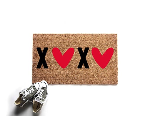UrbanOwlHome XOXO Valentine's Day Doormat doormats front porch black red heart
