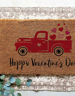 shopdivineivy Red Truck Hearts Doormat Valentines Day doormats