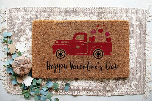 shopdivineivy Red Truck Hearts Doormat Valentines Day doormats