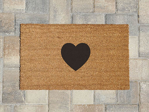 uncommondoormats Heart Door Mat black valentines day doormats