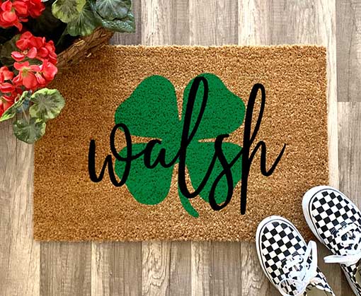 BluCreativeCo Shamrock Doormat st patricks day doormats personalized customized