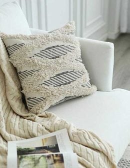 JASEN Boho Pillow Cover Striped Black White textured throw pillows