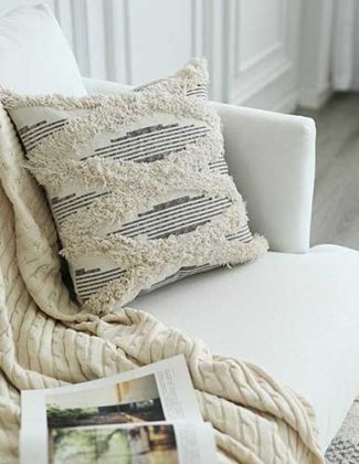 JASEN Boho Pillow Cover Striped Black White textured throw pillows