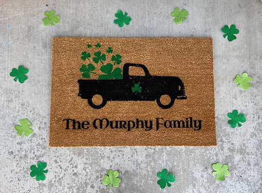 JamesonDesignCompany Pickup Truck Clover Door Mat st patricks day doormats