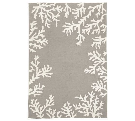 Pottery Barn Coral Border Indoor/Outdoor Rug - Gray rugs