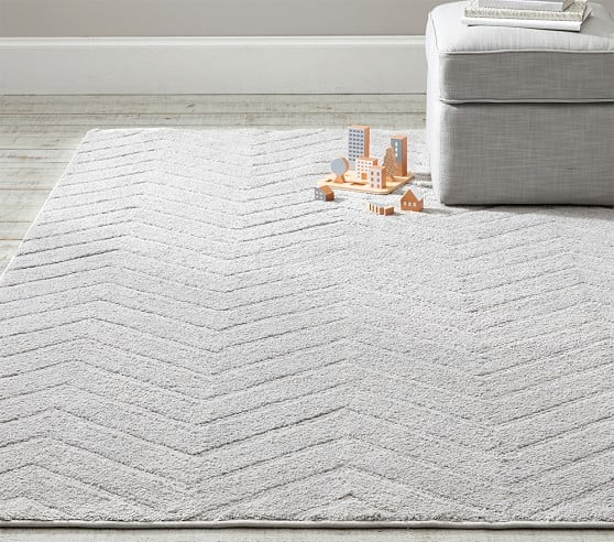 Pottery Barn Kids Plush Performance Chevron Rug Gray rugs 