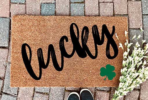 ShopByThePalms Lucky Shamrock Doormat st patricks day doormats