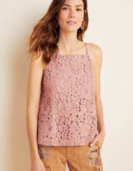 Sunday In Brooklyn Blanche Lace Tank Rose Pink spring tops