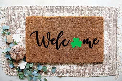 shopdivineivy Welcome Doormat Shamrock st patricks day doormats