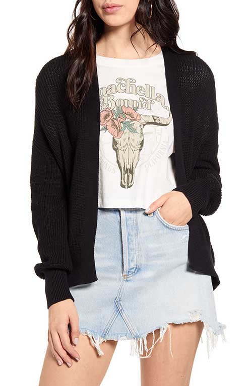 BP. Casual Open Front Cardigan Black trend affordable cardigans teen adult women