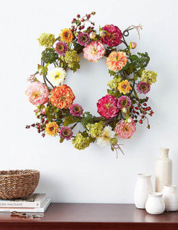 Nearly Natural 24in. Peony Wreath, 24 inches round, Mixed