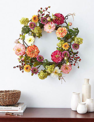 Nearly Natural 24in. Peony Wreath, 24 inches round, Mixed