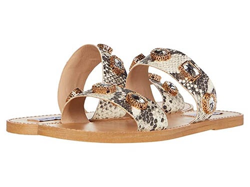 Steve Madden Jace Flat Sandal Black Multi embellished slide sandals women