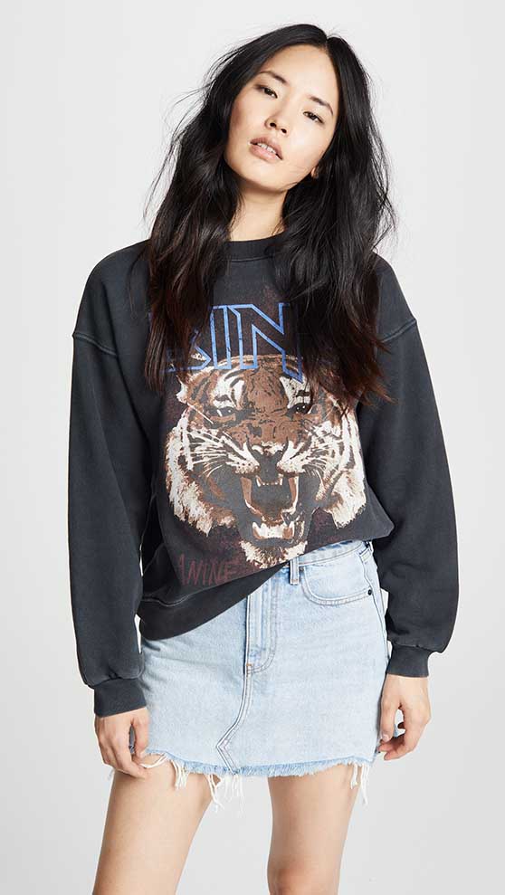 ANINE BING Bing Tiger Sweatshirt Black graphic sweatshirts women