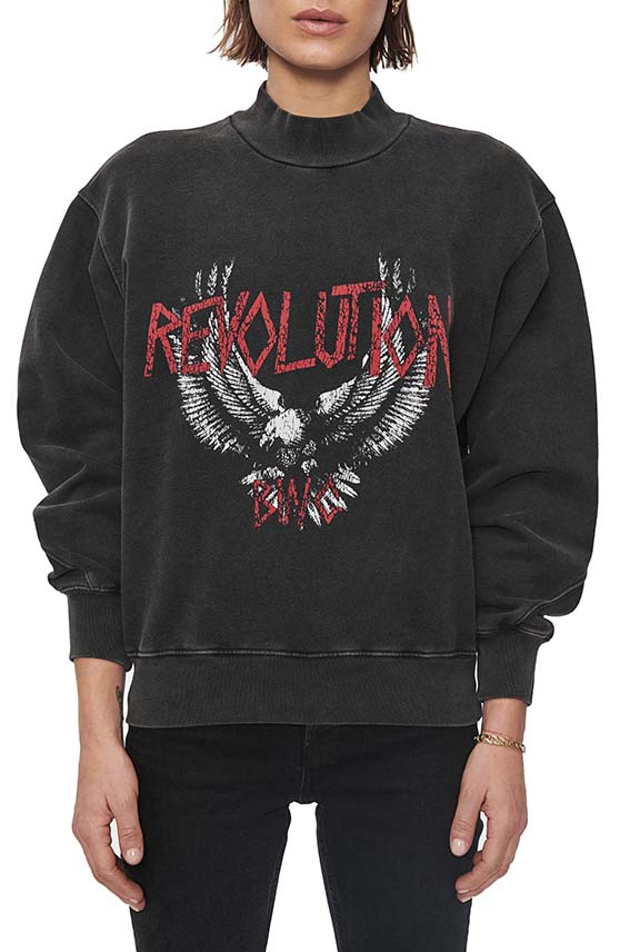 Anine Bing Saint Revolution Sweatshirt Washed Black graphic sweatshirts women