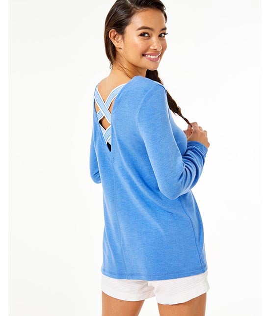 Lilly PUlitzer LUXLETIC ARELI PULLOVER Heathered Bennet Blue sale