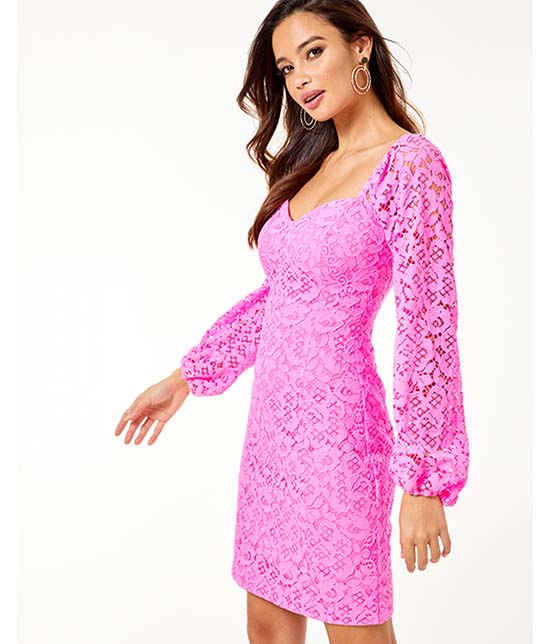 Lilly Pulitzer JULIAH DRESS Prosecco Pink Hey Hey Bouquet Lace dresses sale