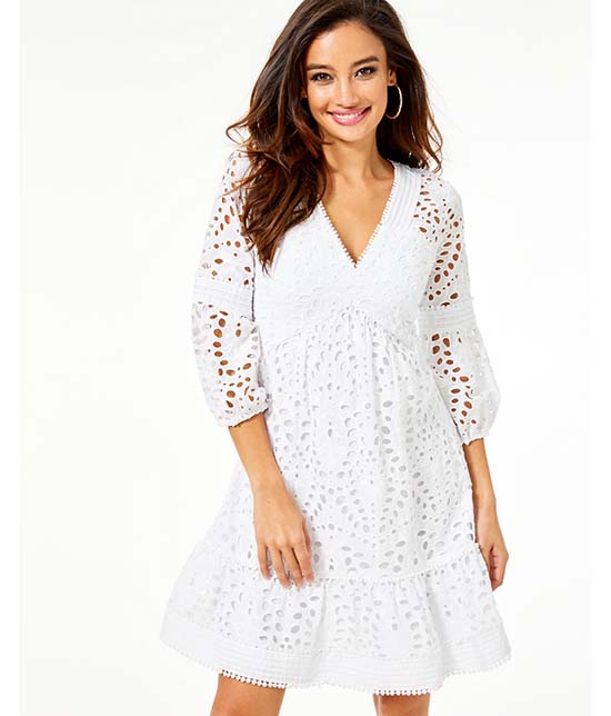 Lilly Pulitzer LUCINDA DRESS Resort White Large Petal Eyelet sale