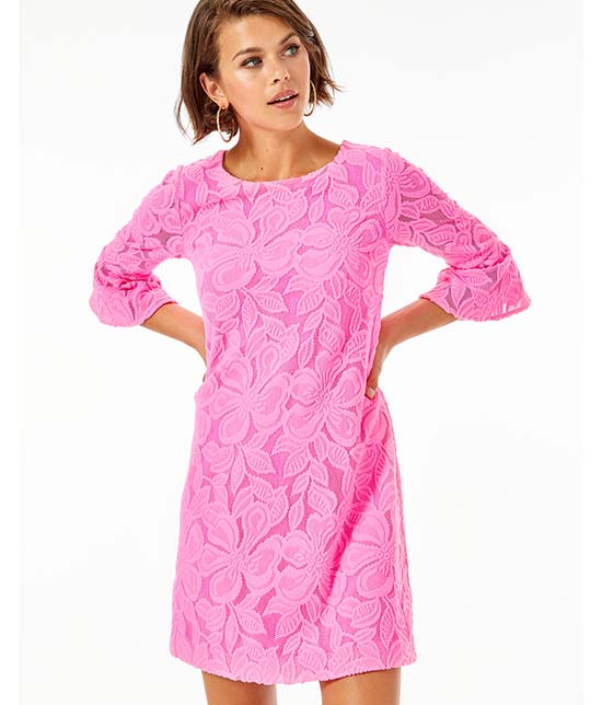 Ophelia Swing Dress Prosecco Pink Wildflower Stripe Lace lilly pulitzer sale