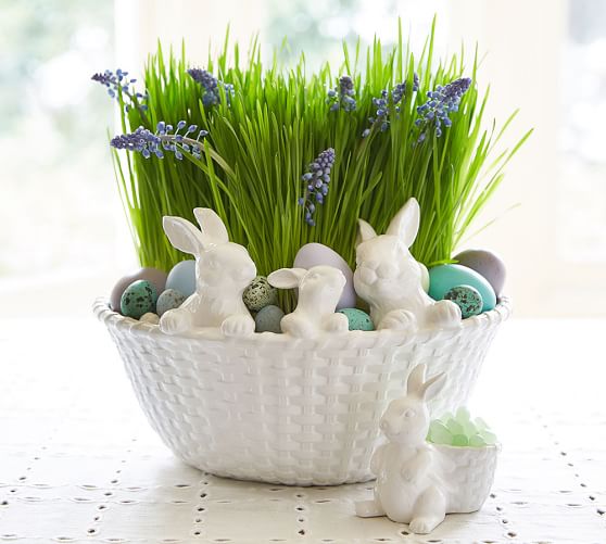 Pottery Barn Bunny Basket Serving Bowl Premier Sale