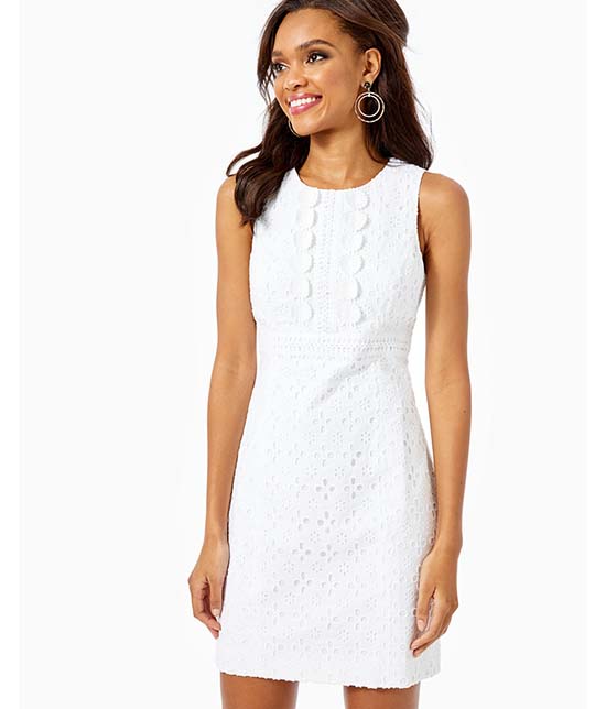 RAILEE SHIFT DRESS Resort White Floral Cross Eyelet Lilly Pulitzer sale
