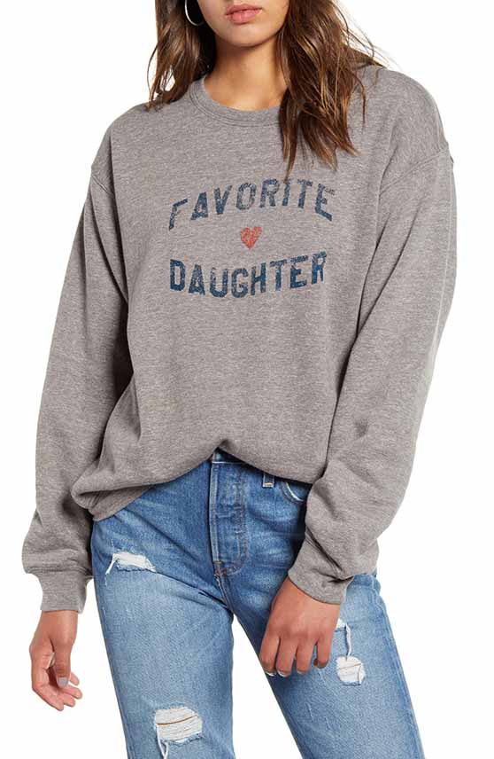 SUB_URBAN RIOT Favorite Daughter Graphic Sweatshirts sweatshirt heather grey heart blue red