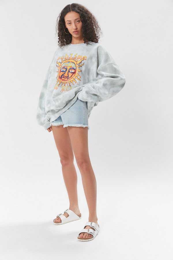 Sublime Tie-Dye Crew Neck Sweatshirt Green graphic sweatshirts women