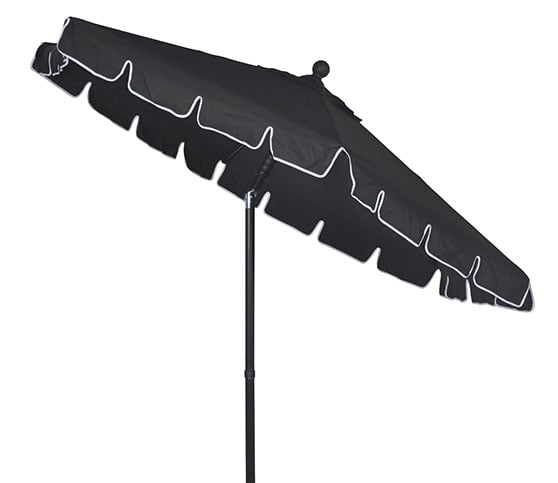 Better Homes & Gardens Scalloped 7.5’ Push-Up & Tilt Patio Umbrella, Black