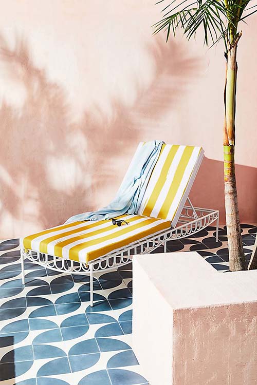 Emily Isabella Parker Lounge Chair Yellow White Stripes anthropologie outdoor furniture sale