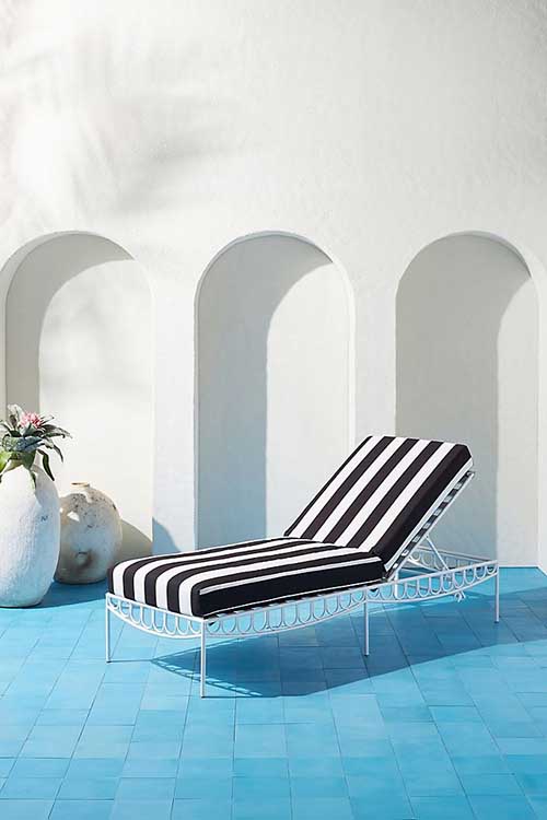 Parker Indoor/Outdoor Lounge Chair Black White Stripes anthropologie outdoor furniture sale