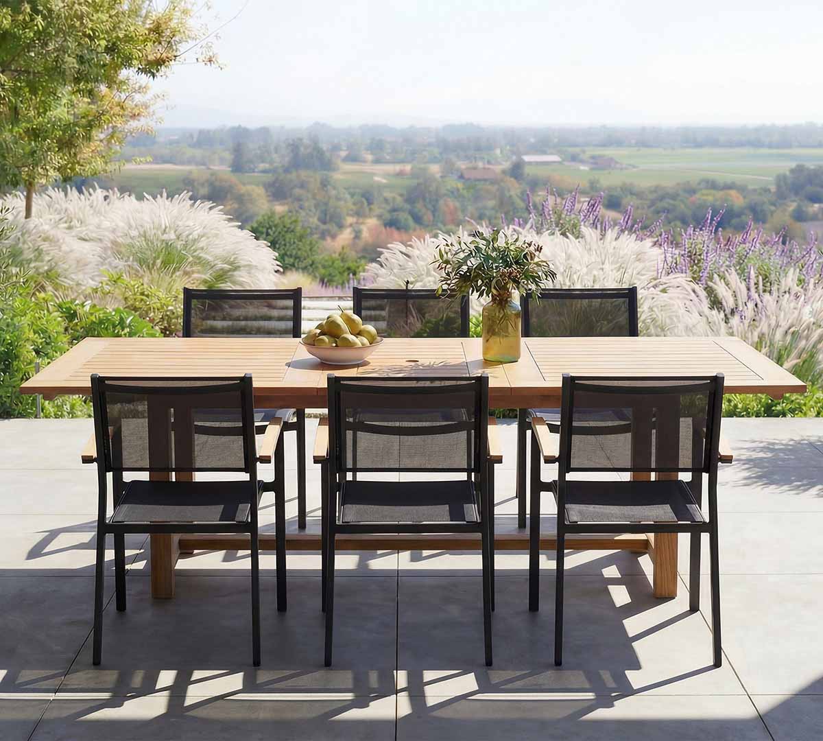 Pottery Barn Corina Eucalyptus Rectangular Extendable Outdoor Dining Table Set best pottery barn outdoor dining tables sale