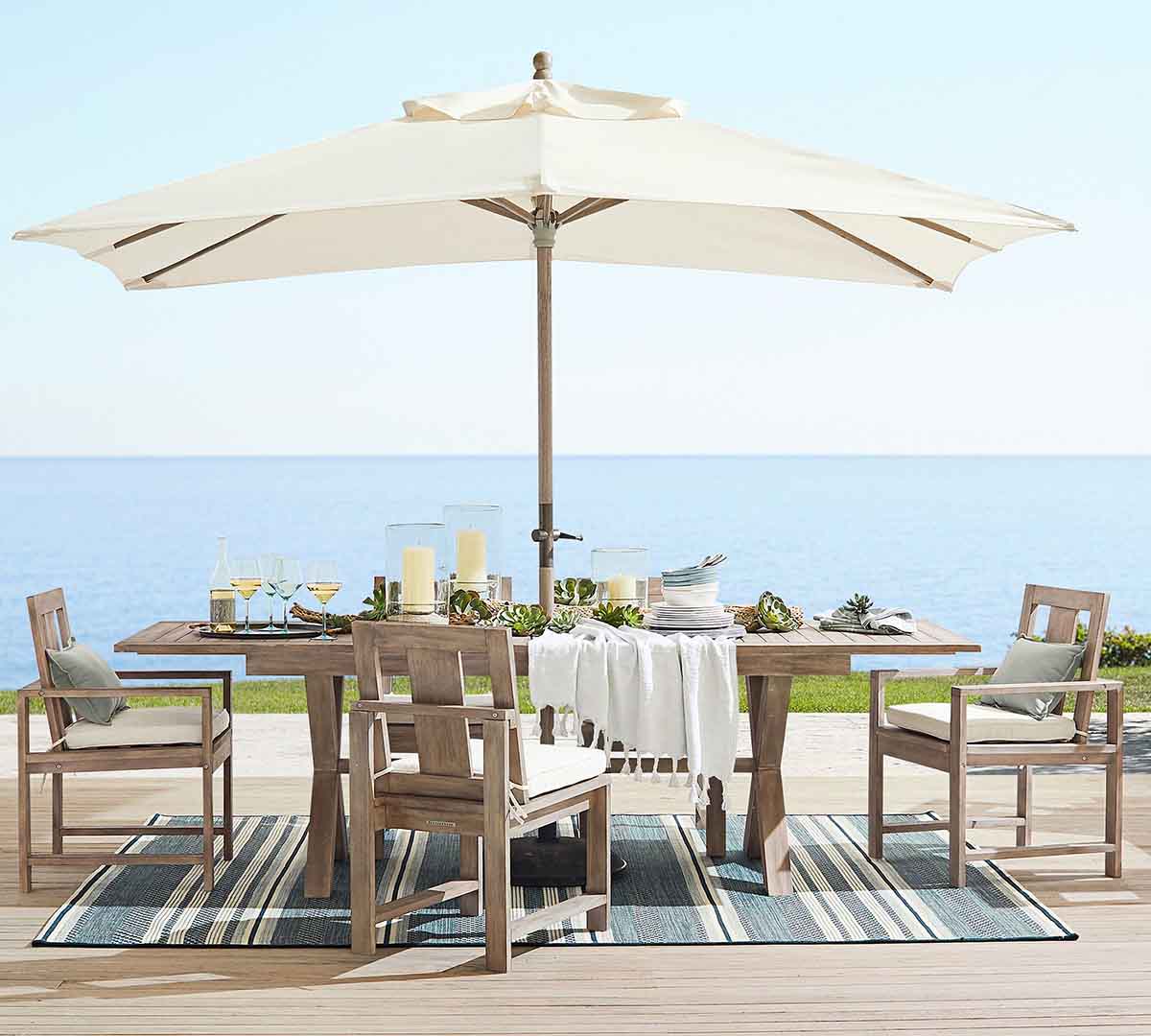 Pottery Barn Indio Eucalyptus X-Base Extendable Outdoor Dining Table (77-102) best pottery barn outdoor dining tables sale