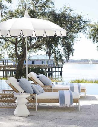 Serena and Lily Eastport Umbrella White Navy Blue patio umbrellas
