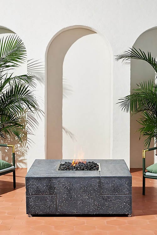 Terrazzo Square Outdoor Fire Pit Black anthropologie outdoor furniture sale
