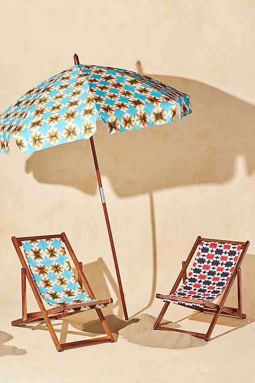 Tie-Dye Beach Sling Chair Orange Motif Pink anthropologie outdoor furniture decor sale