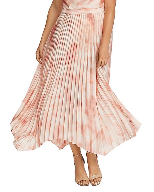 VINCE CAMUTO Pleated Tie-Dye Skirt Tuberose summer 2020