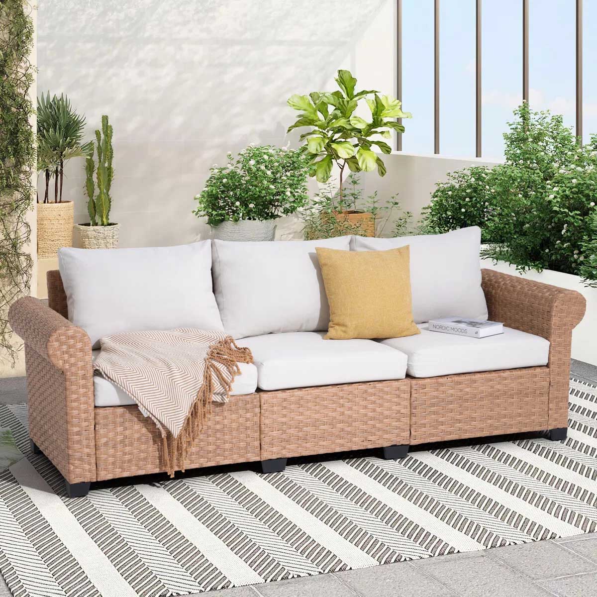 Bay Isle Home Outdoor Patio Sofa With Cushions best outdoor wicker sofas