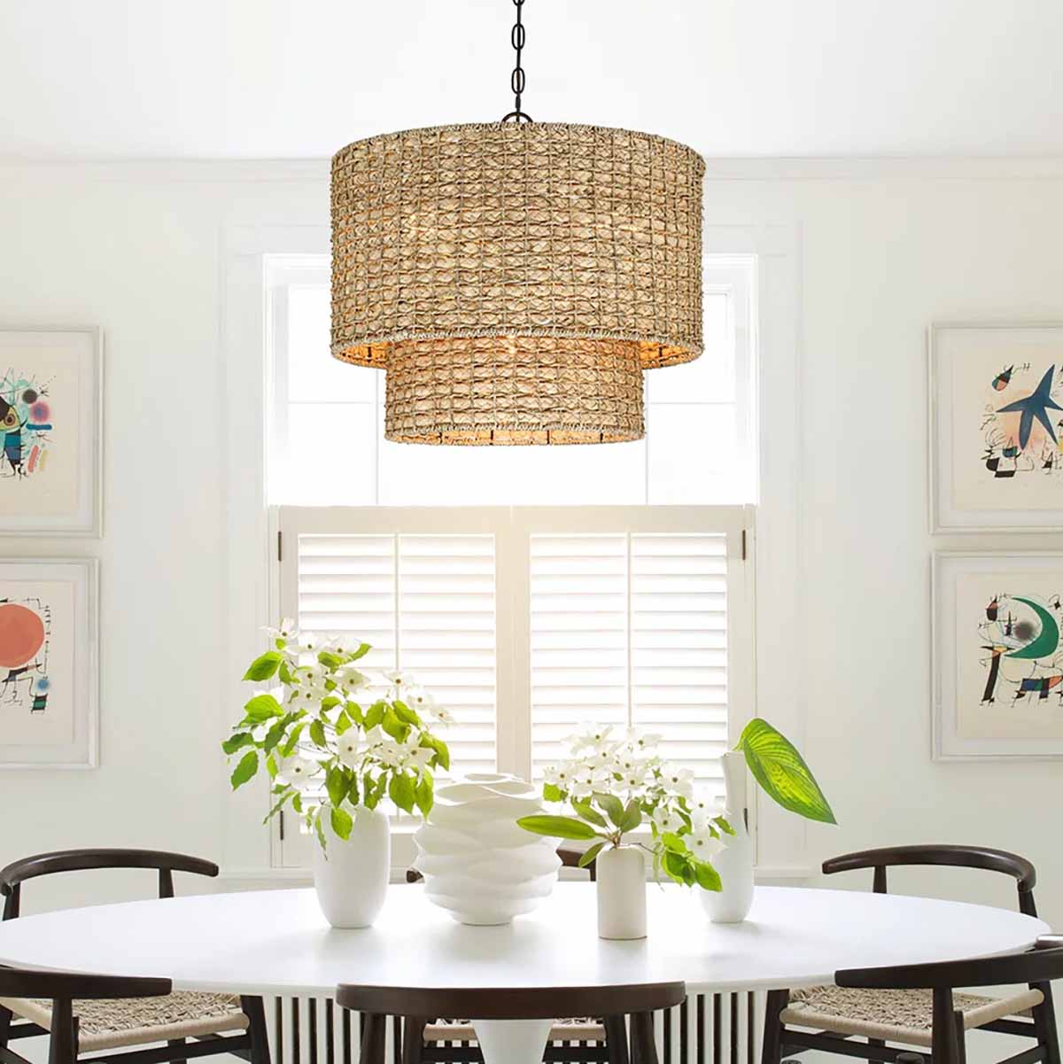 Bay Isle Home Stutz 4 - Light Dimmable Drum Chandelier best coastal lighting dining room