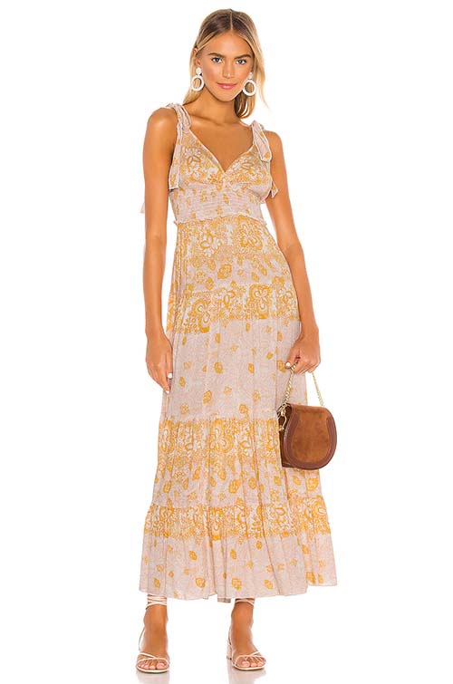 Free People Let's Smock About It Maxi Dress Pink Yellow summer dresses backyard barbecue party