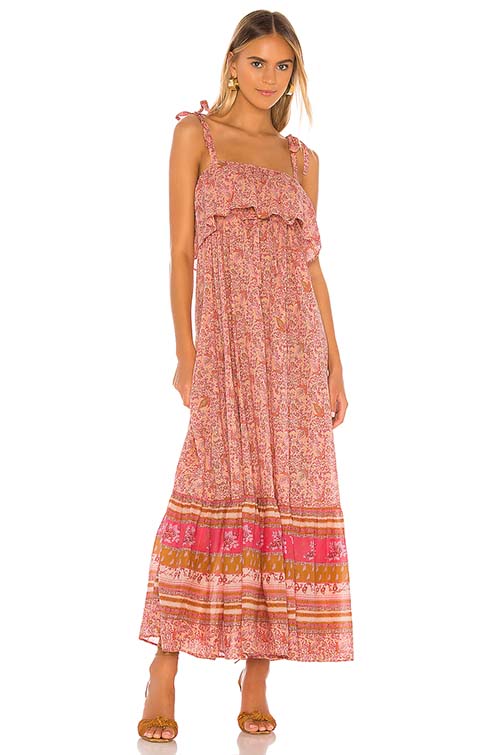 Free People Tangier Babydoll Midi Dress Rose Pink summer barbecue dresses