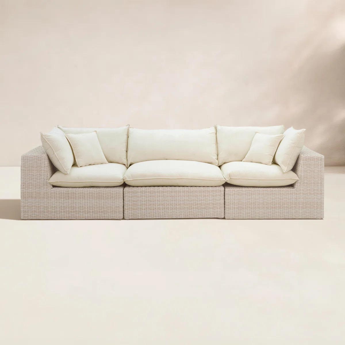 Joss and Main Davida 119.68'' Wide Wicker Patio Sofa with Cushions best outdoor wicker sofas
