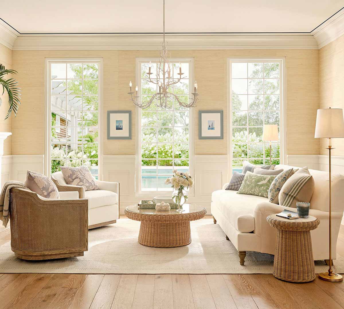 Pottery Barn Athena Coastal Coral Shell Chandelier (42) best coastal lighting family room