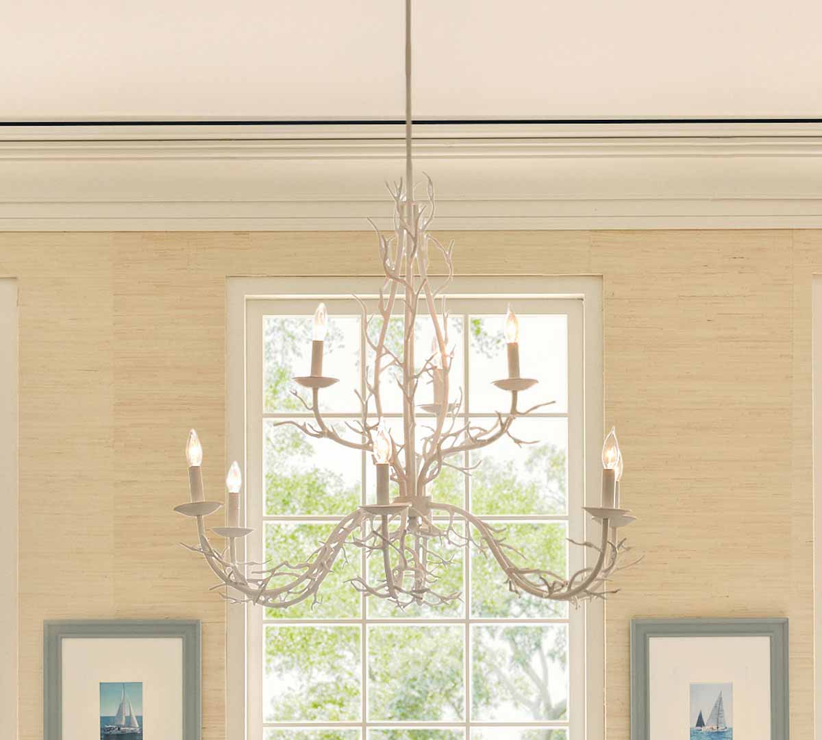Pottery Barn Athena Coastal Coral Shell Chandelier (42) best coastal lighting