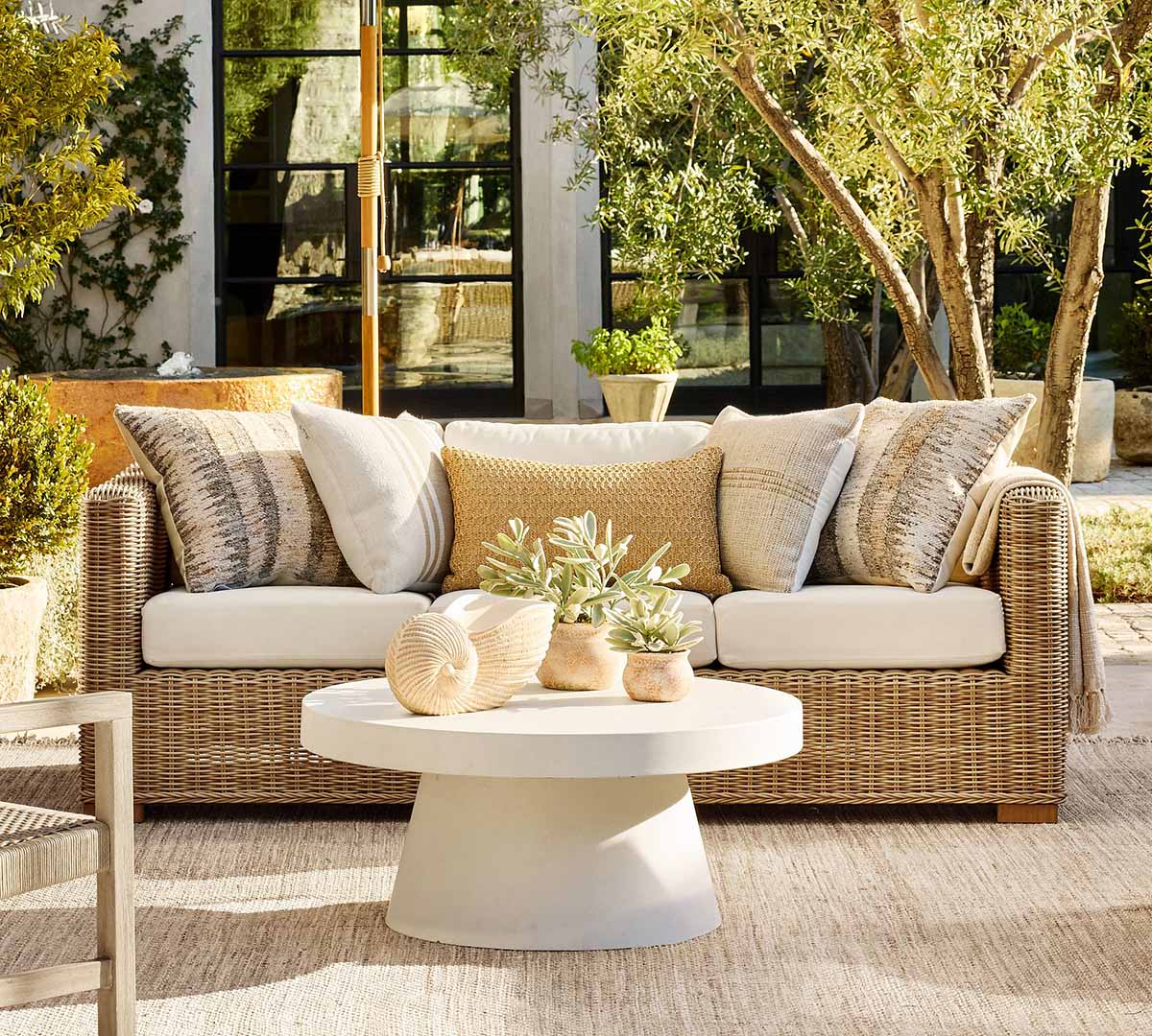 Pottery Barn Huntington Wicker Square Arm Outdoor Sofa (81) Natural best outdoor wicker sofas