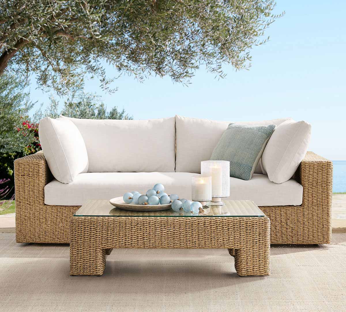 Pottery Barn Kostas Wicker Outdoor Sofa (88) best outdoor wicker sofas patio