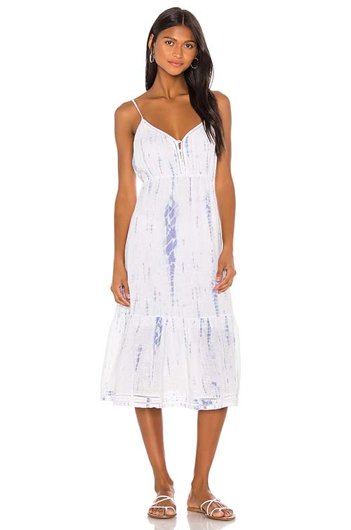 Rails Delilah Midi Dress Cloud Tie Dye Ruffle Tiered summer barbecues coverup beach