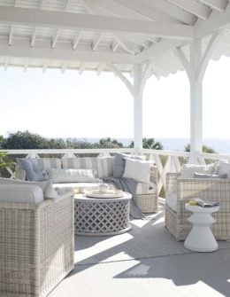 Serena and Lily Pacifica Sofa - Driftwood Whitewashed outdoor wicker sofas