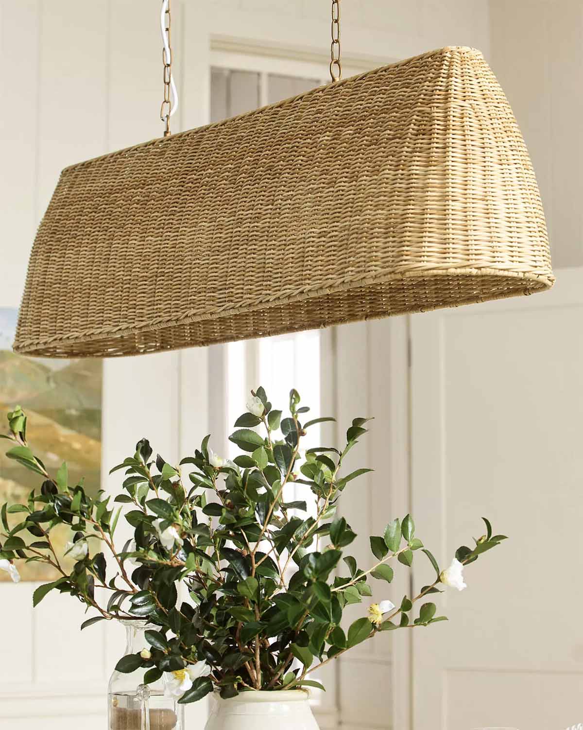 Serena and Lily Santa Barbara Rattan Linear Chandelier best coastal lighting